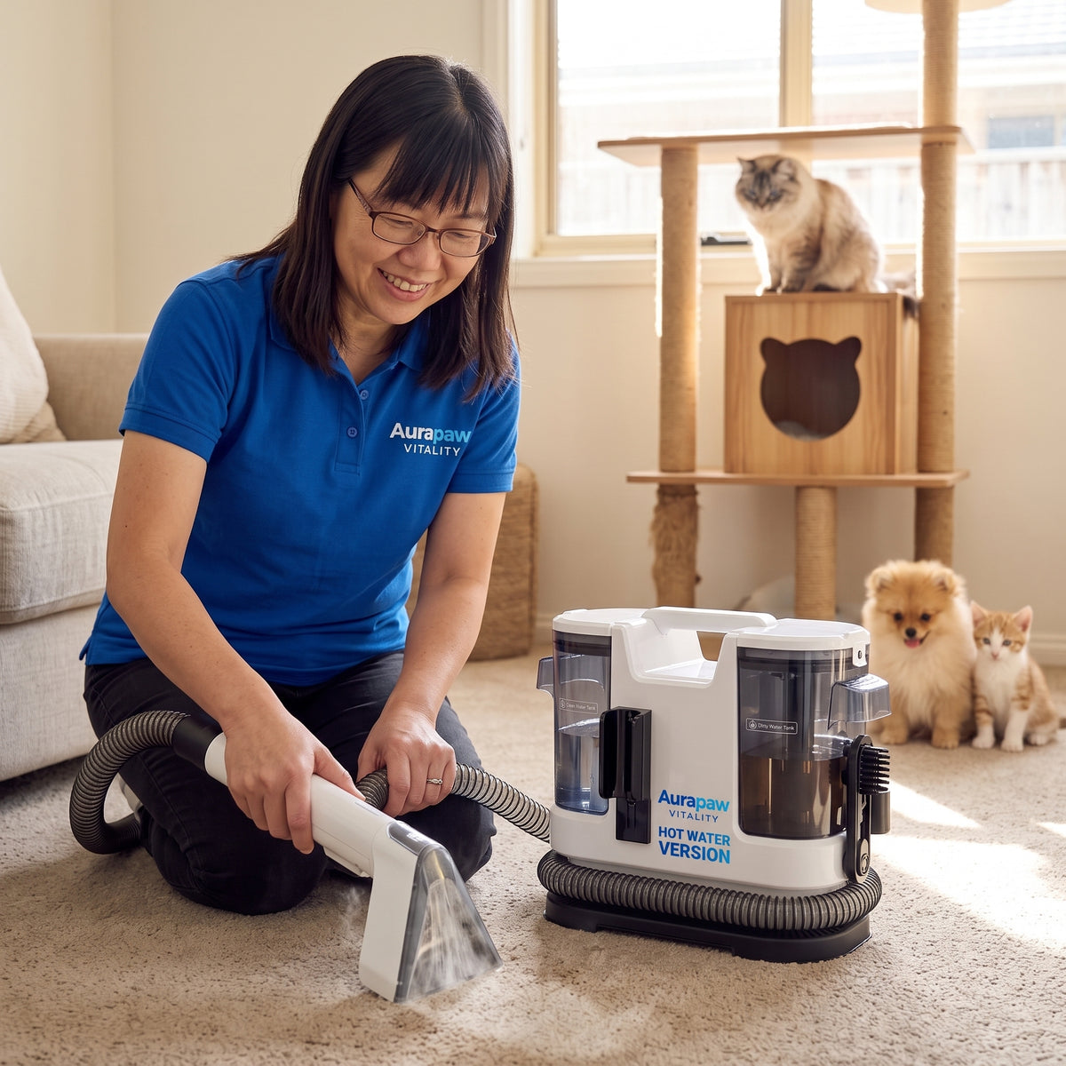 Say Goodbye to Pet Stains: Lubluelu V8 Heated Carpet Cleaner with 15Kpa Suction & Instant Hot Water – Deep Cleans Rugs, Couches & Car Seats in Minutes