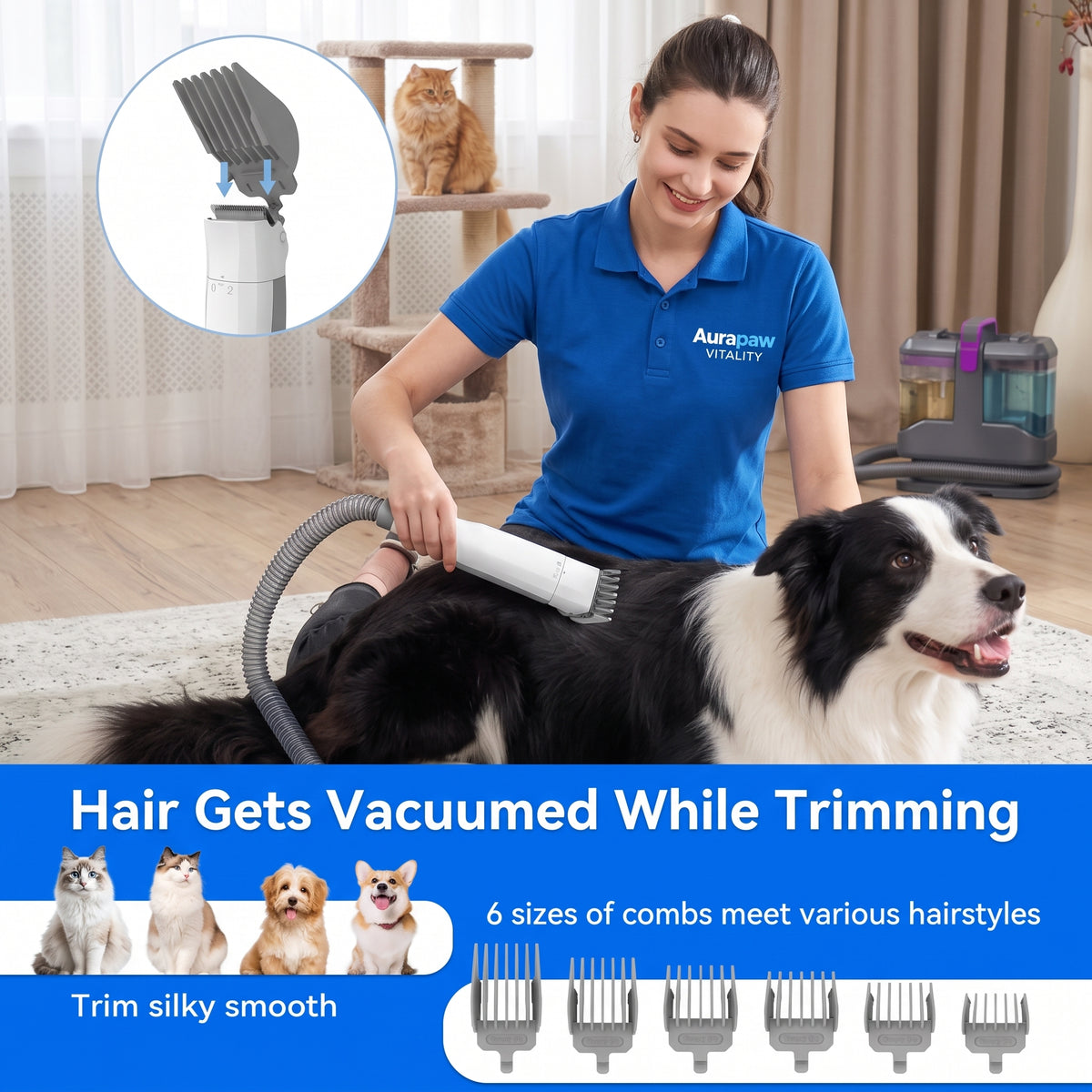 Stop Pet Hair from Taking Over Your Home: 7-in-1 Dog Grooming Vacuum Kit That Brushes, Deshedds & Trims Nails While Collecting Every Hair